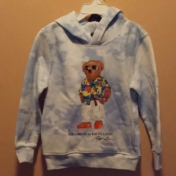 Ralph Lauren Polo Bear Hoodie in Blue and White - Picture 1 of 3